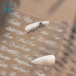 sticker ongle noir calligraphie vintage adhésif transparent pinceau pince ongles DIY manucure erotique erotique