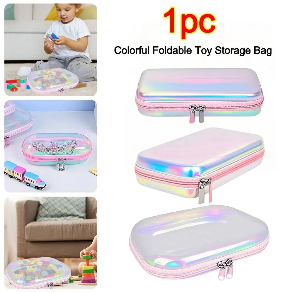 sac jouets pliable holographique moderne rose bleu vert reflets multicolores