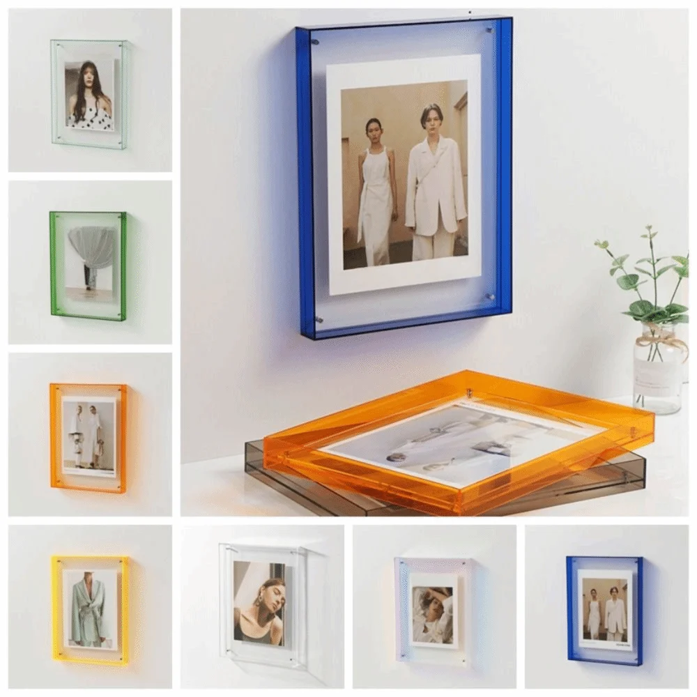 cadre photo carré acrylique transparent moderne suspension murale décoration intérieure