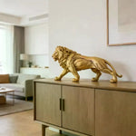 statue lion dorée résine décorative maison chambre salon réaliste détaillée pelage épais ornement sculptural