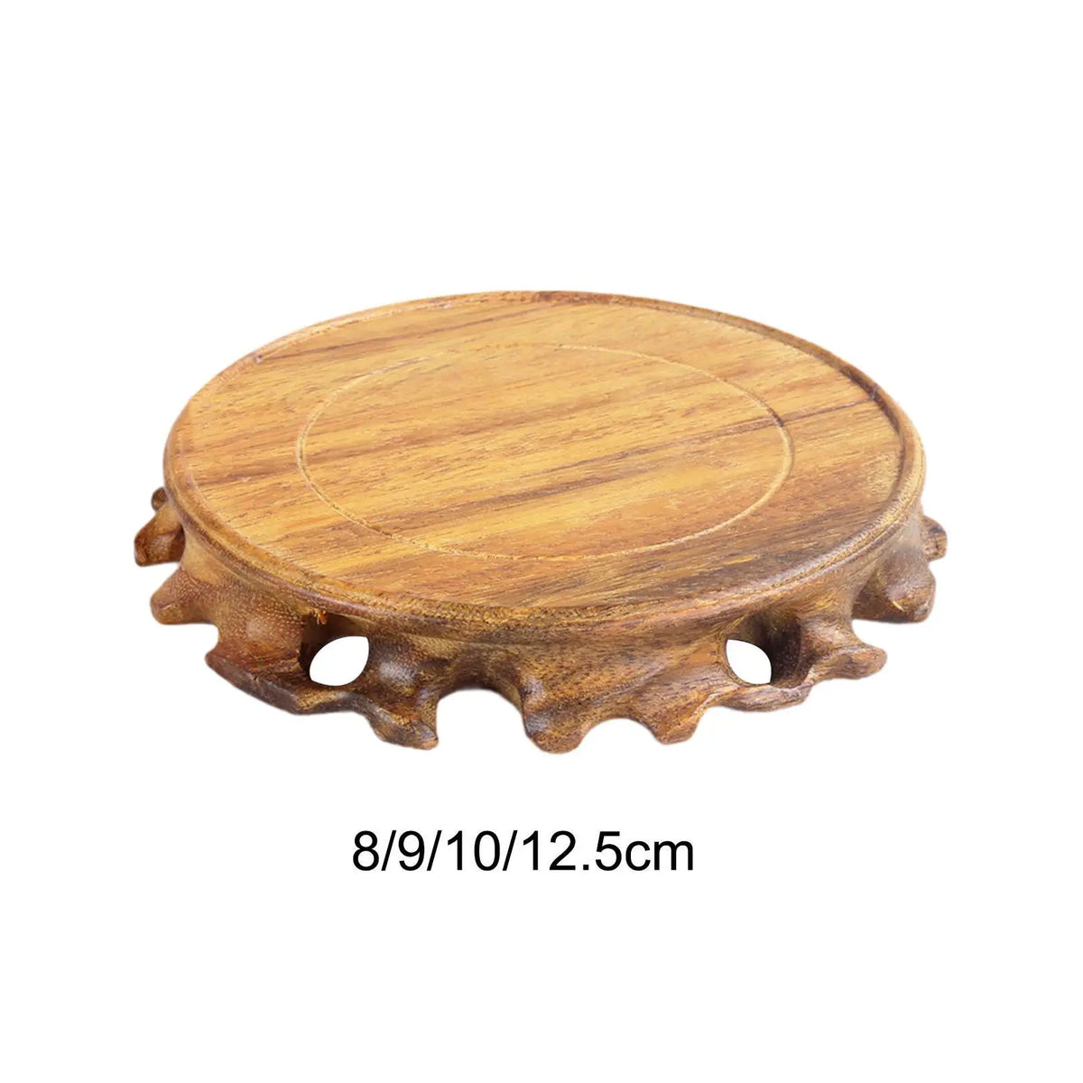 support circulaire bois marron clair traditionnel décoration vase pot stand naturel grain bois stable