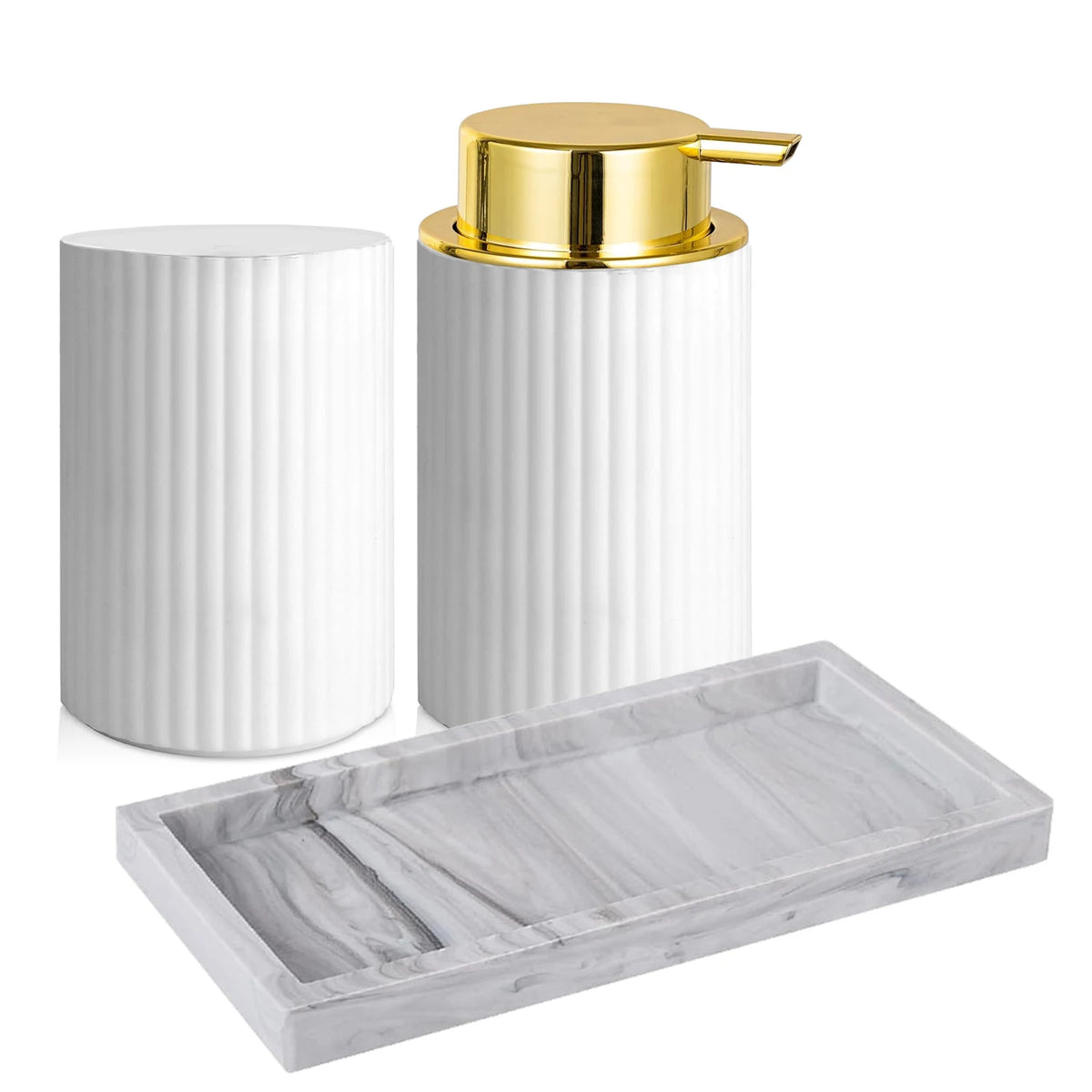 ensemble produits salle bain moderne distributeur savon pot brosse dents pot crème dentifrice noir