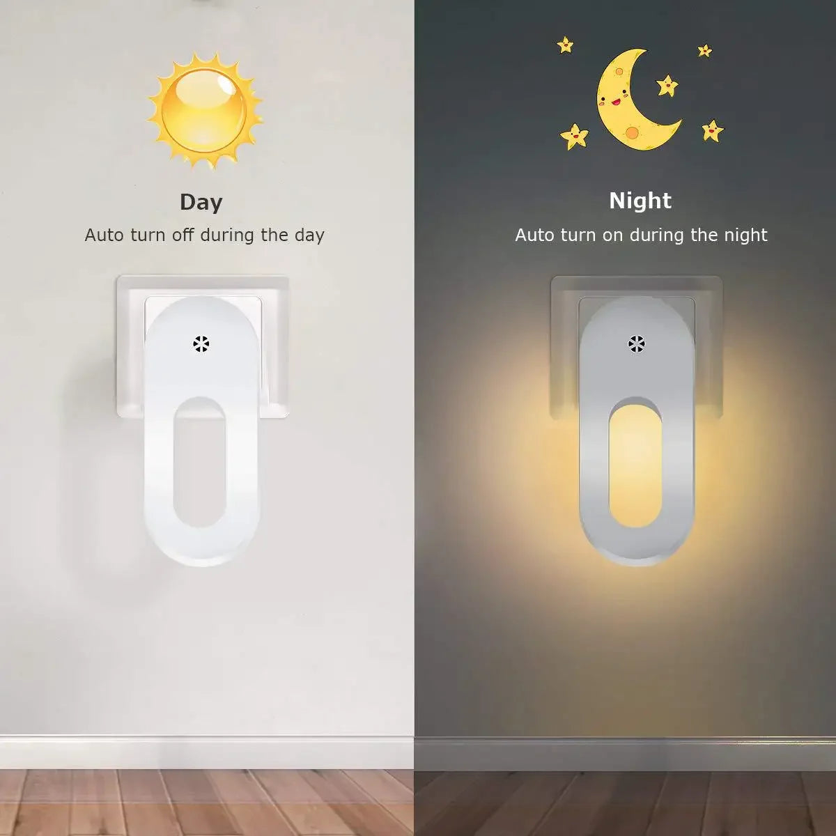veilleuse led murale blanc moderne capteur crépuscule prise électrique économie energie chambre enfants