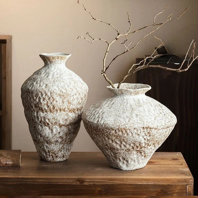 vases céramique blanc beige texture rustique vintage arrangement floralintérieurbranches séchées