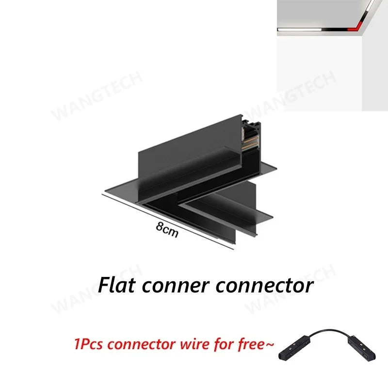 rail led magnétique noir moderne système éclairage intérieur minimaliste connecteurs d'angle
