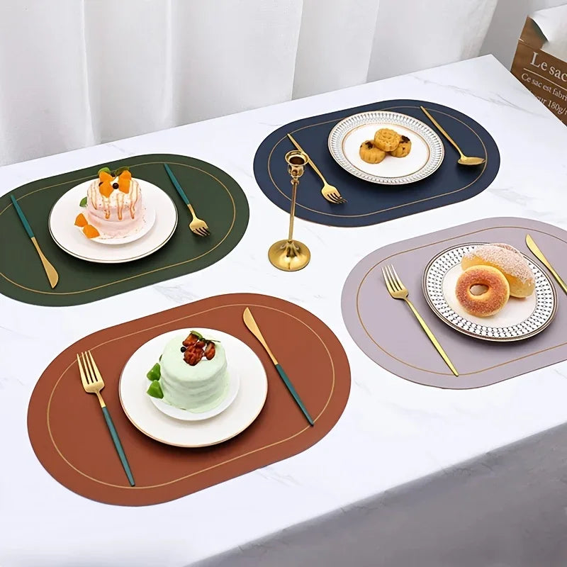 tapis table rond moderne élégant bordure dorée imperméable salle manger cuisine