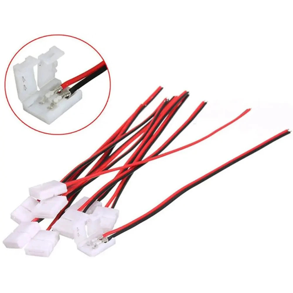 connecteur ruban led clip blanc rouge noir plat lisse basse tension smd 3528 5050