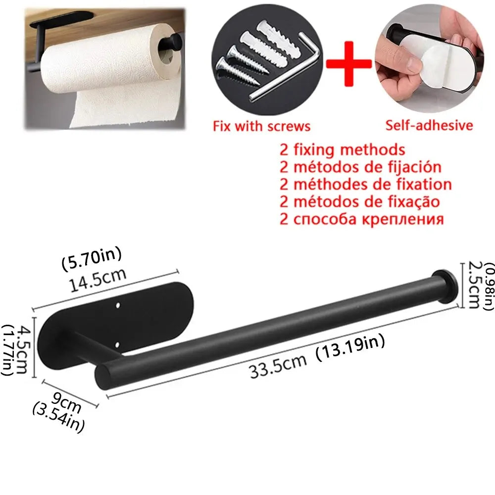 porte serviettes moderne adhésif noir argenté texture papier cuisine salle bain rouleau serviettes