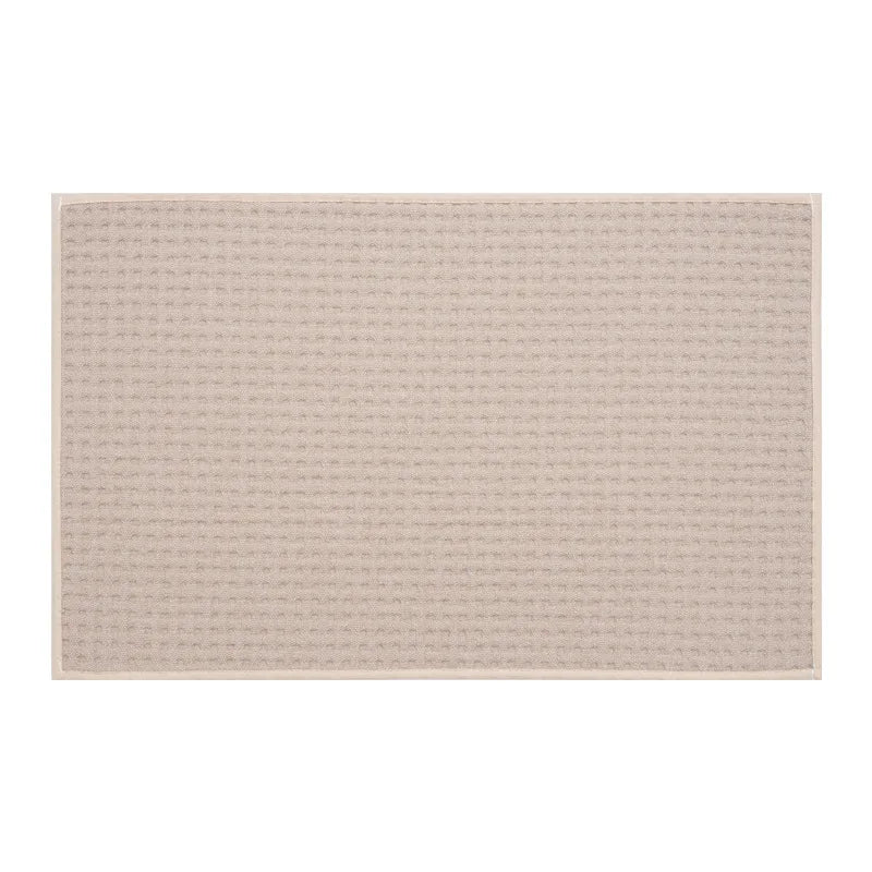 tapis salle bain microfibre beige gris moderne antidérapant absorbant rapide séchage texture géométrique