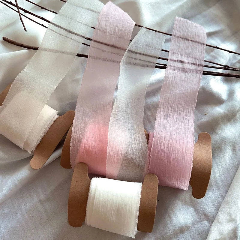 rubans coton blanc rose clair beige vert clair gris violet texture ondulée simple délicat