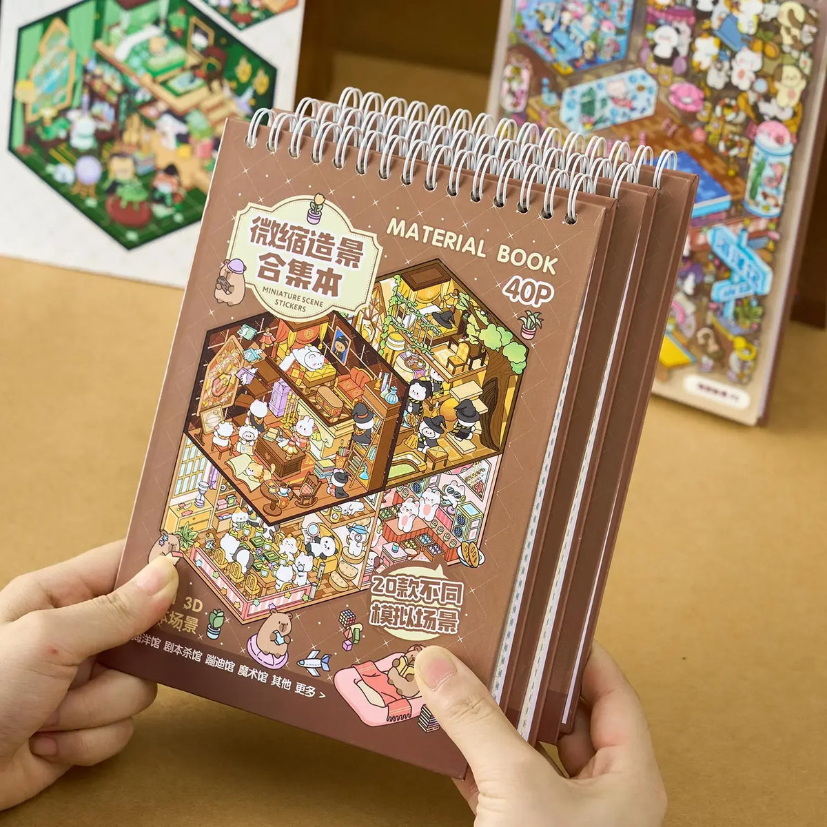 livre d'autocollants scènes miniatures 3d personnages animés meubles accessoires scrapbooking diy journal illustrations cartoon