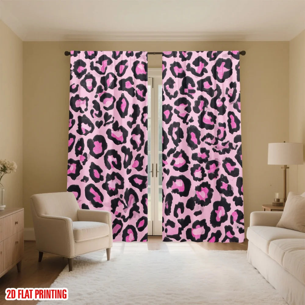 rideaux léopard rose moderne pièces polyester opaques 130x210 75x165 cm
