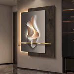 tableau mural abstrait led moderne blanc gris noir contemporain fixé mur dimmable