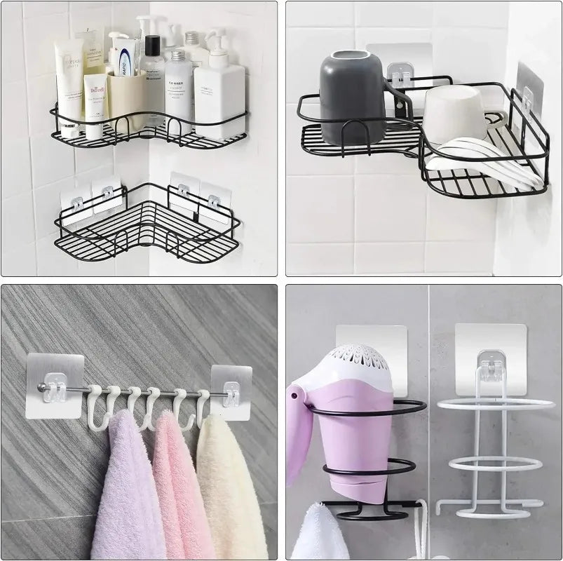porte savon mural noir double crochet adhésif transparent moderne pvc salle bain cuisineHooks