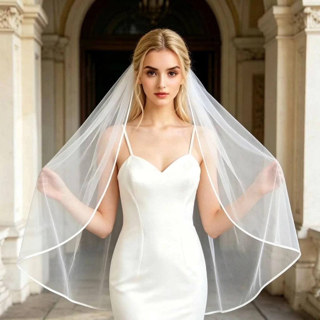 voile mariée classique blanc peigne coiffure mariage church garden simple adult female
