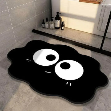 tapis bain salle bain absorbant séchage rapide motif dessin animé noir blanc moderne