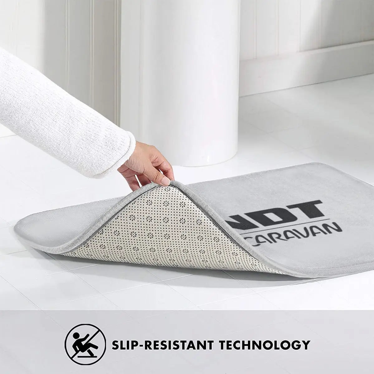 tapis bain blanc logo fendt caravan moderne imperméable antidérapant polyester coton