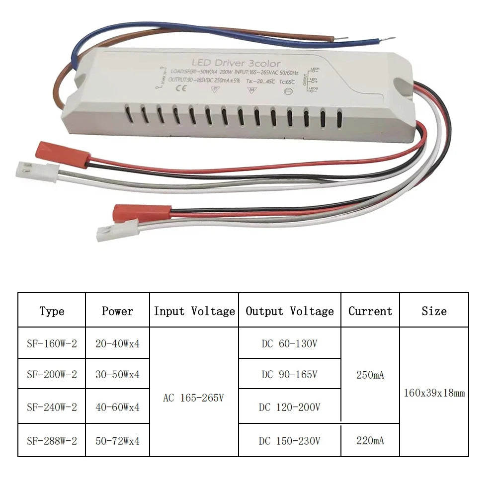 pilote led driver constant current blanc moderne câbles jst 10v 50v ac165v 265v 3w