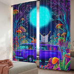 rideau polyester violet bleu vert moderne personnages champignons forêt 75x166 105x230 130x210