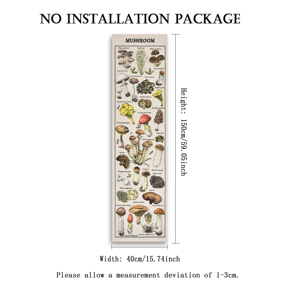 tapisserie vintage fleurs sauvages motif champignons multicolore deco murale salon entrée polyester rectangle