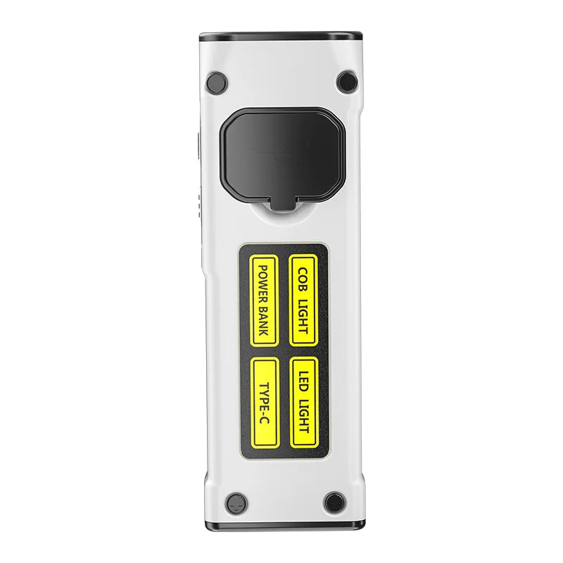 lampe torche led rechargeable blanc noir jaune moderne pleine lumiere camping pêche pratique