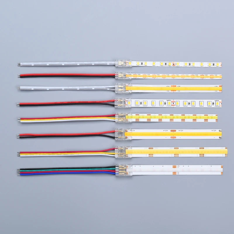 connecteur led transparent rouge jaune noir broches dorées moderne pratique clips câbles(rgb cct)