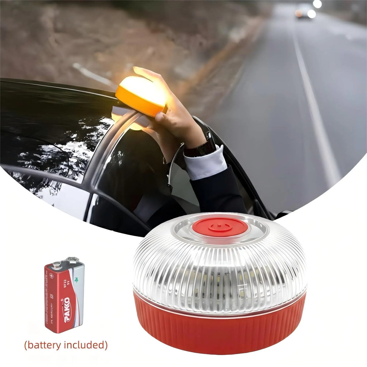 lampe signalisation rechargeable urgence orange blanche aimantée clignotante automatique sécurité moderne compact