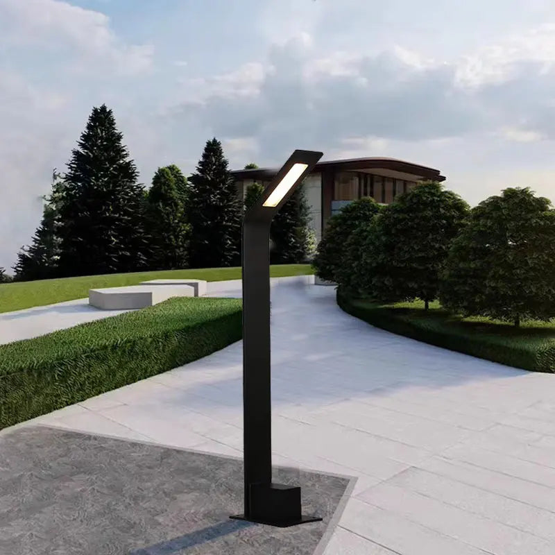 lampe solaire moderne minimaliste noir ip65 led 7w base plate autonomeextérieur