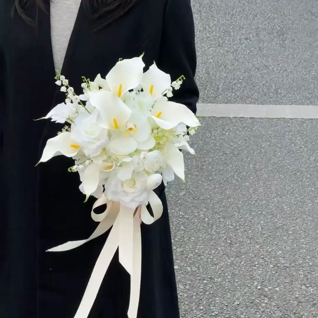 Bouquet de fleurs artificielles calla brun décoration intérieure