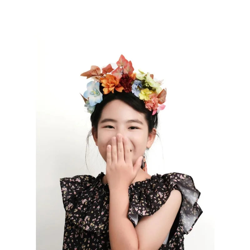 couronne fleurs bohème multicolore artificielles femmes tête bandeau festif