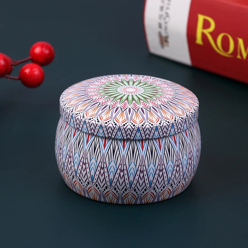 boîte ronde rangement cosmétique décorative motif floral boho chic pot stockage bijoux maquillage