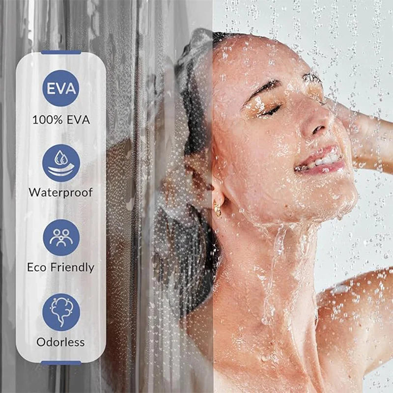 rideau douche transparent moderne rayures horizontales non toxiques respectueux l'environnement robuste 180cm