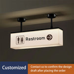 panneau indicateur lumineux led moderne toilets pictogrammes grunge beige noir minimaliste