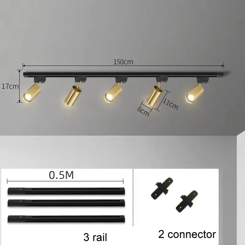 Spot LED moderne or noir conique montage surface deux sources lumineuses