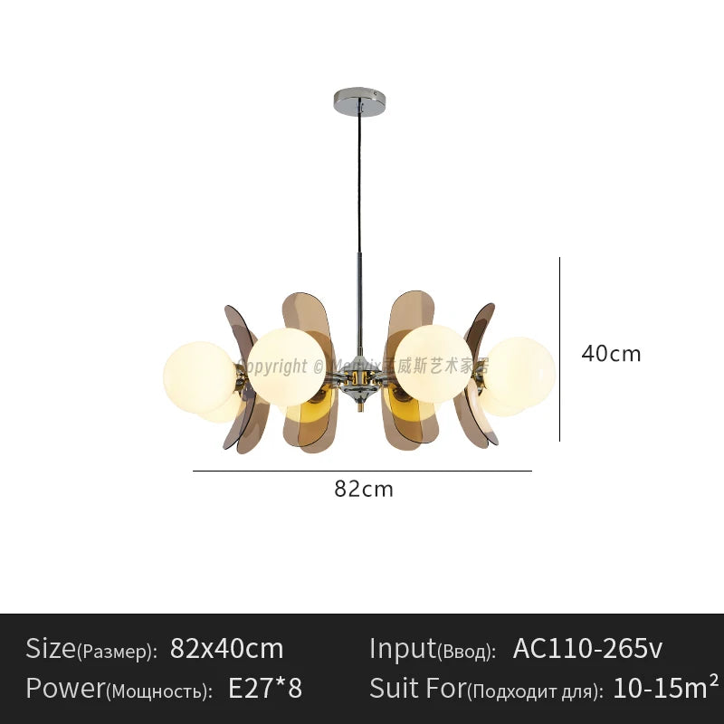 suspension lumineuse moderne disques géométriques blanc marron orange doré