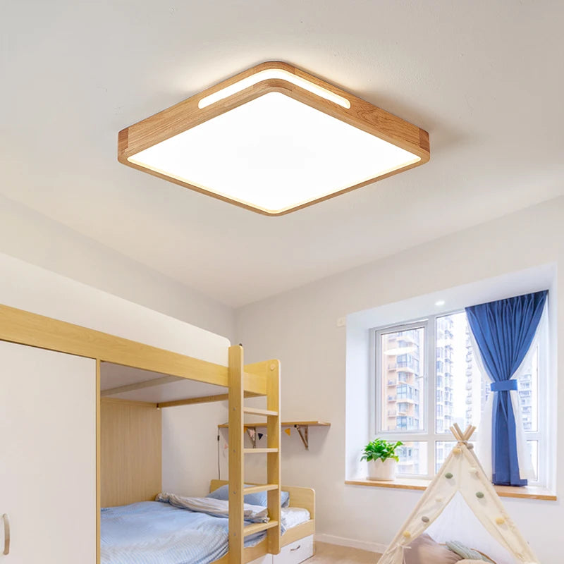 plafonnier moderne bois blanc lampe led ceiling touch switch minimaliste translucent