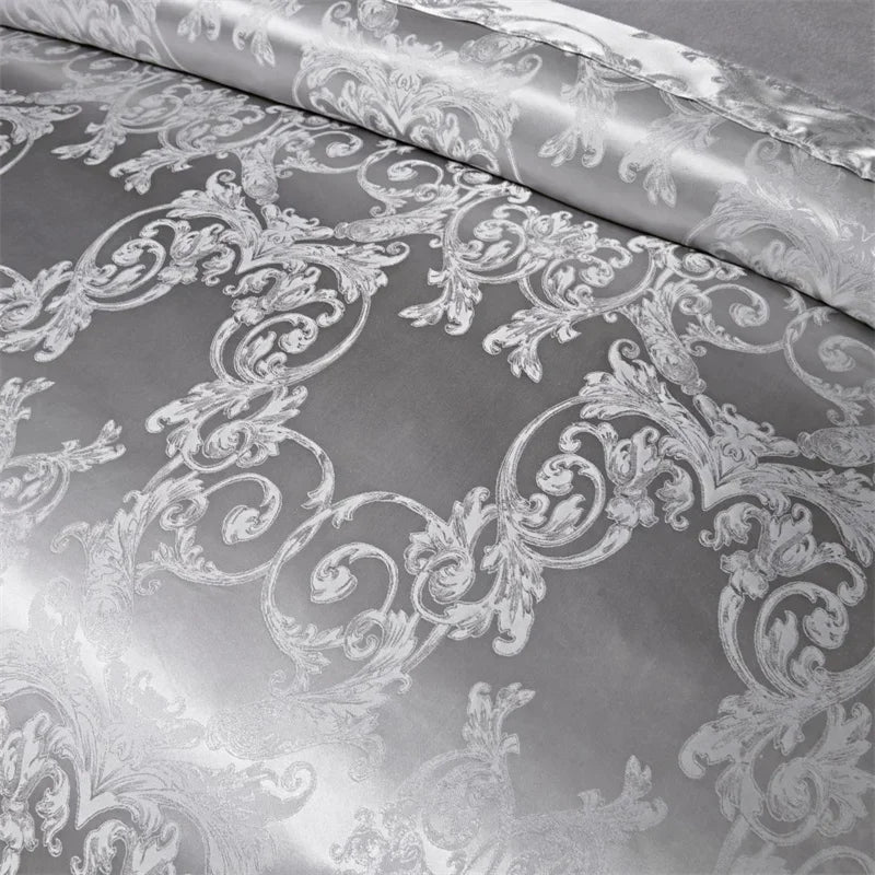 Décoration chambre chic housse de couette argent