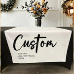 nappes longues personnalisables imprimées motifs floral texte logo noir rose blanc bleu clair beige