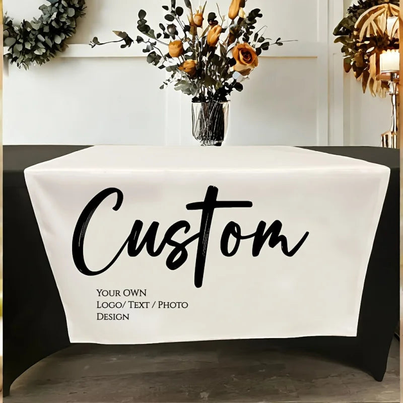 nappes longues personnalisables imprimées motifs floral texte logo noir rose blanc bleu clair beige