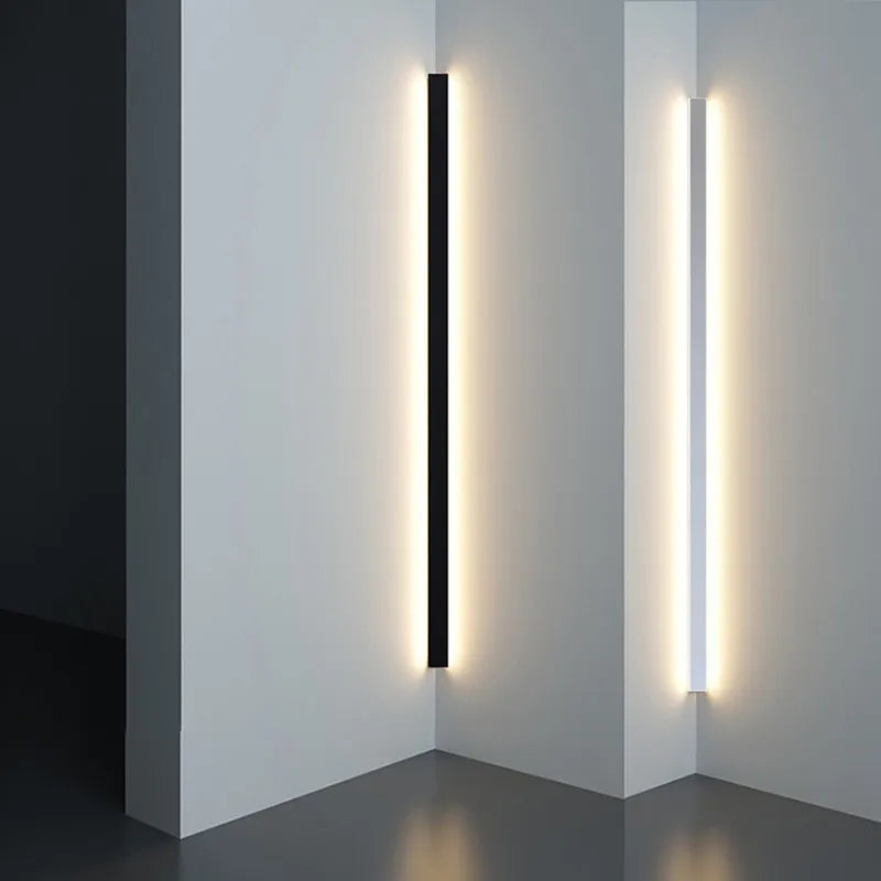 Détail du design minimaliste de l'applique murale d'angle avec éclairage LED doux