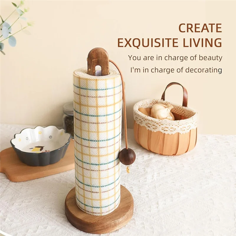porte rouleau serviettes papier bois clair stand debout roll holder anti dérapant