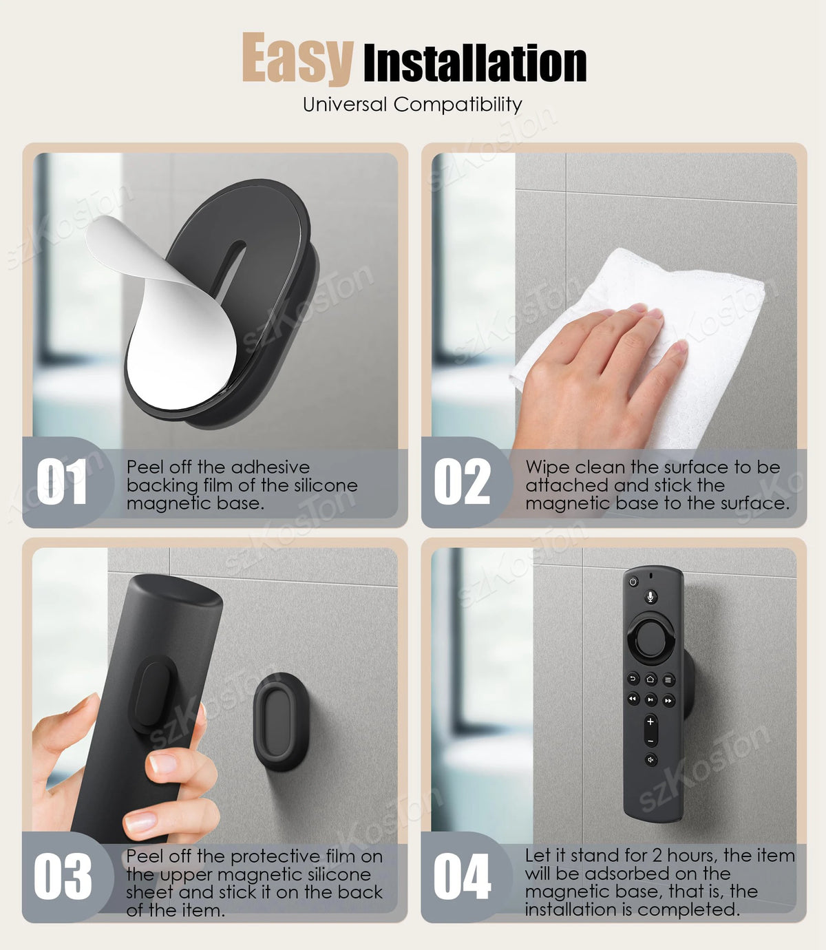 support mural magnétique télécommandes noir blanc adhésif moderne pratique ovale rond multiples