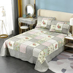 couvre lit patchwork coton floral vert beige rose matelassé maison hiverversible machine laver
