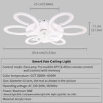 ventilateur plafonnier led blanc floral moderne télécommande app mobile vitesses lumière réglable