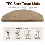 tapis d'escalier moderne antidérapant 15 pièces adhésif beige clair texture tissée polyester