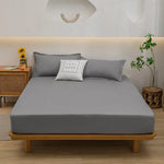 drap plat uni gris élastique lit adulte qualité moderne linge lit polyester 120x200x25cm