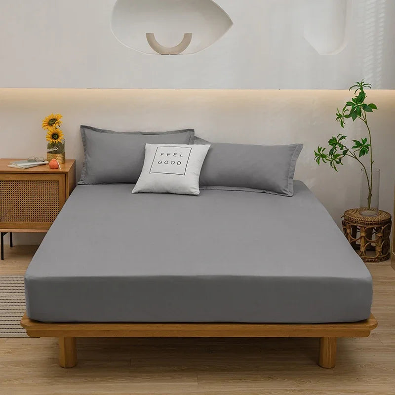 drap plat uni gris élastique lit adulte qualité moderne linge lit polyester 120x200x25cm