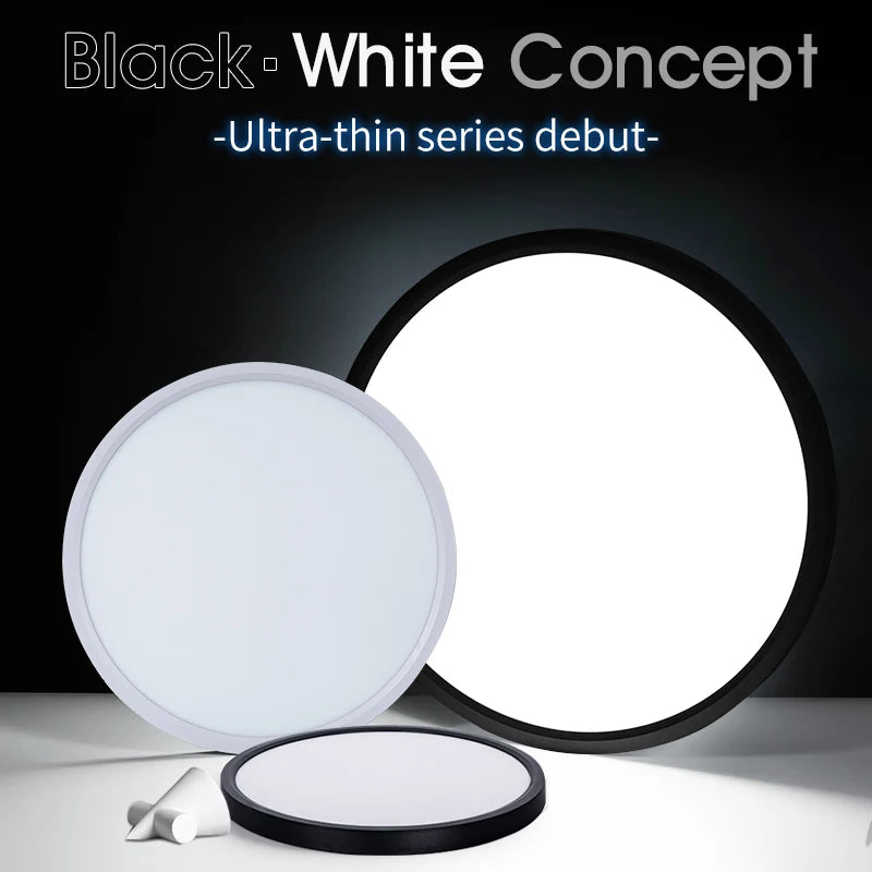 plafonnier led moderne minimaliste noir blanc flux lumineux 2000 82000 télécommande monté surface