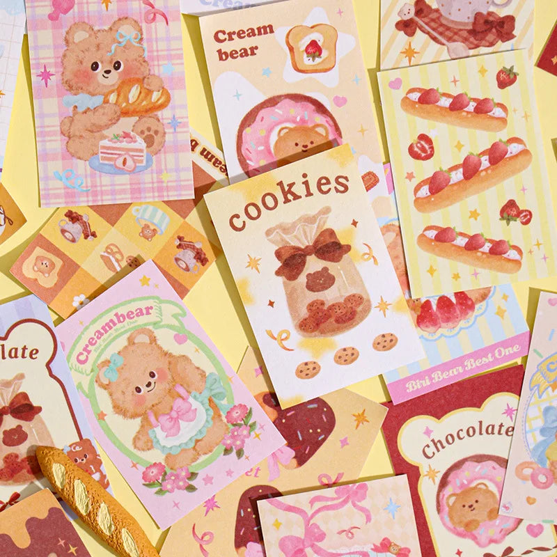 autocollants kawaii ours mignons rose beige blanc diy scrapbooking cartes postales