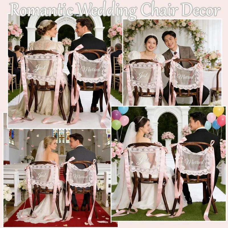 décoration mariage chaises rubans dentelle satin romantique événement anniversaire fiançailles